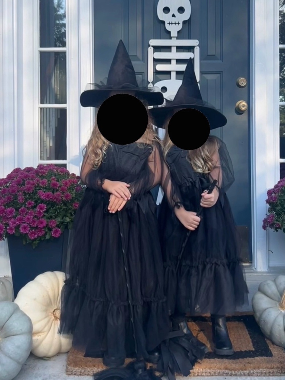 Zara Black Layered Witch Costume Dress with Pointed Hat - Girls